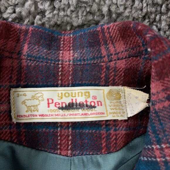 Vintage 60s Young Pendleton Blazer Jacket Womens 3 - 4 Plaid Wool Made in USA - Picture 4 of 11
